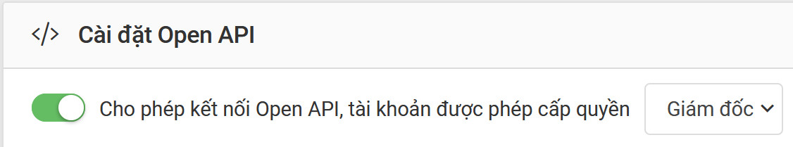 Bật cài đặt mở Open API